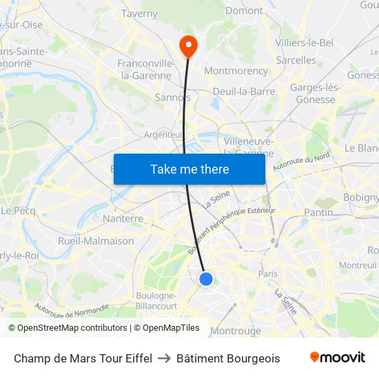Champ de Mars Tour Eiffel to Bâtiment Bourgeois map