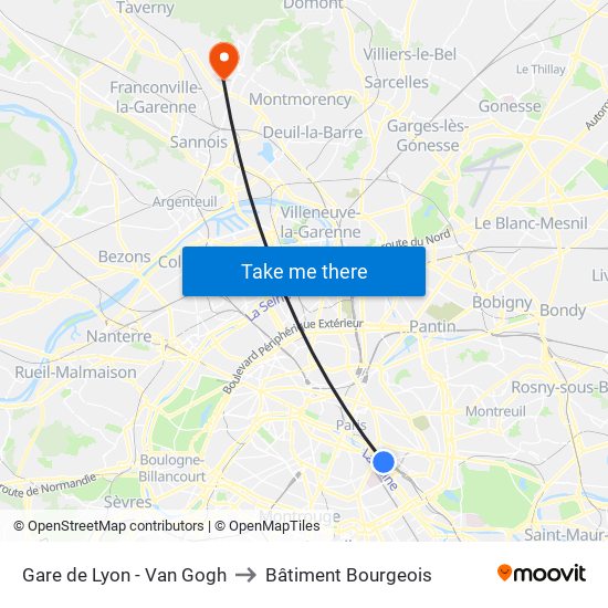 Gare de Lyon - Van Gogh to Bâtiment Bourgeois map