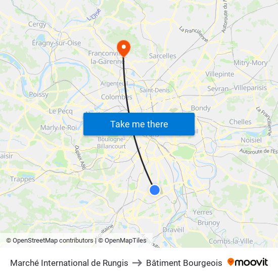 Marché International de Rungis to Bâtiment Bourgeois map