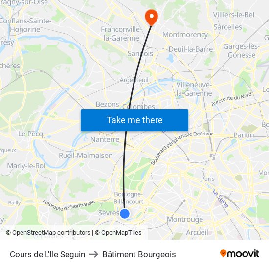 Cours de L'Ile Seguin to Bâtiment Bourgeois map