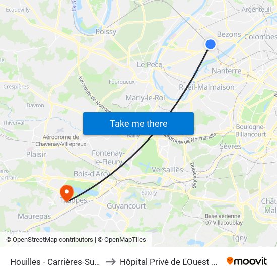 Houilles - Carrières-Sur-Seine to Hôpital Privé de L'Ouest Parisien map