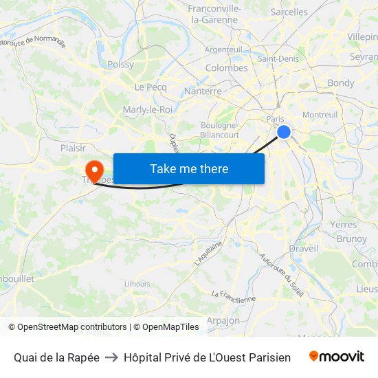Quai de la Rapée to Hôpital Privé de L'Ouest Parisien map