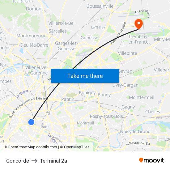 Concorde to Terminal 2a map