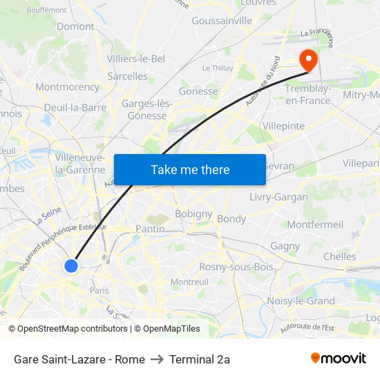 Gare Saint-Lazare - Rome to Terminal 2a map