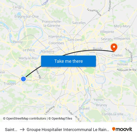 Saint-Cyr to Groupe Hospitalier Intercommunal Le Raincy-Montfermeil map