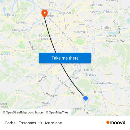 Corbeil-Essonnes to Astrolabe map