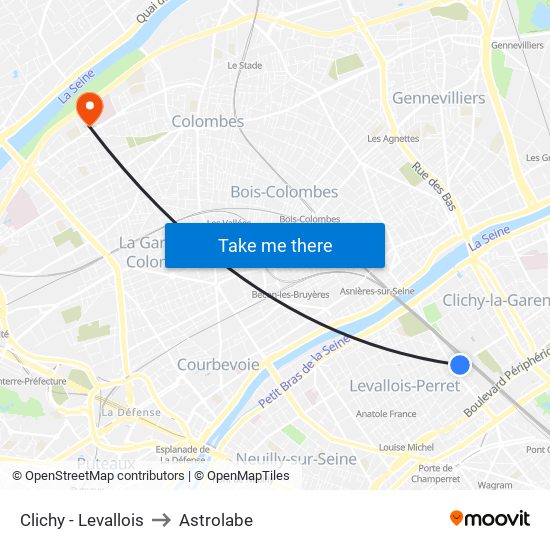 Clichy - Levallois to Astrolabe map