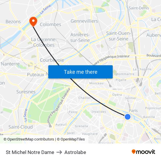 St Michel Notre Dame to Astrolabe map