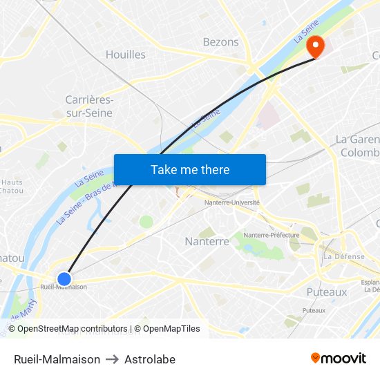 Rueil-Malmaison to Astrolabe map