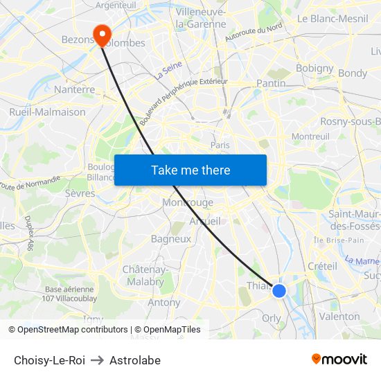 Choisy-Le-Roi to Astrolabe map