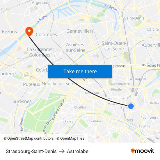 Strasbourg-Saint-Denis to Astrolabe map