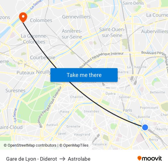 Gare de Lyon - Diderot to Astrolabe map