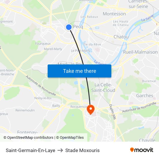 Saint-Germain-En-Laye to Stade Moxouris map