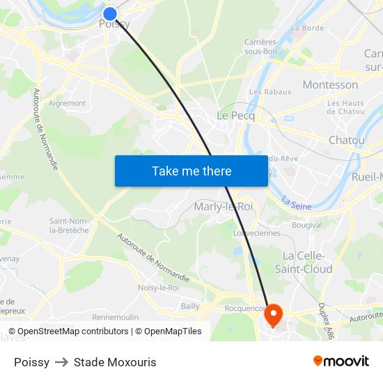 Poissy to Stade Moxouris map