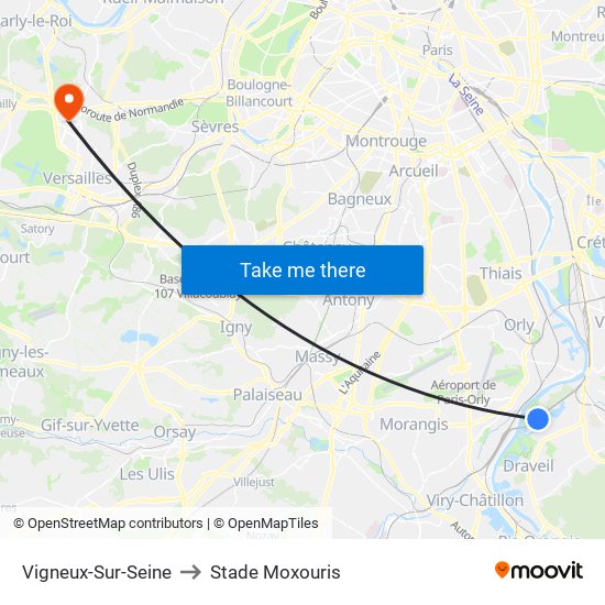 Vigneux-Sur-Seine to Stade Moxouris map