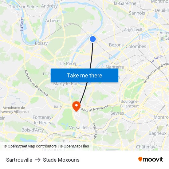 Sartrouville to Stade Moxouris map