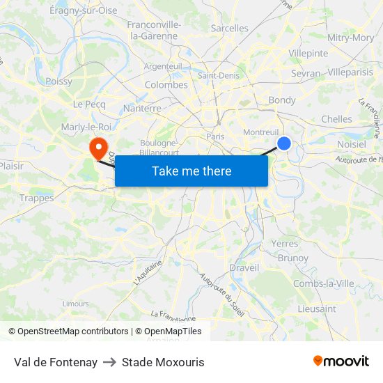 Val de Fontenay to Stade Moxouris map