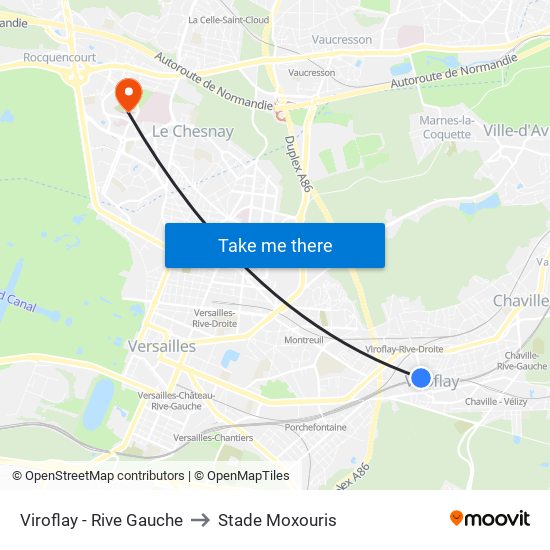 Viroflay - Rive Gauche to Stade Moxouris map