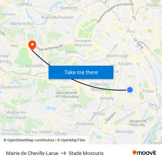 Mairie de Chevilly-Larue to Stade Moxouris map