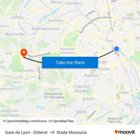 Gare de Lyon - Diderot to Stade Moxouris map