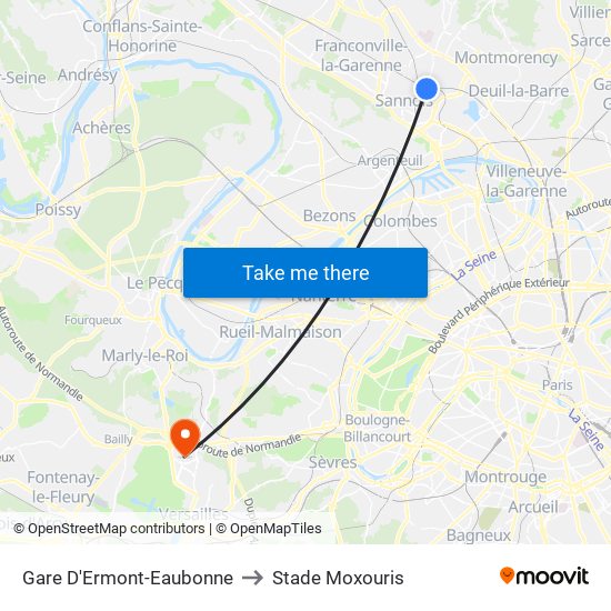 Gare D'Ermont-Eaubonne to Stade Moxouris map