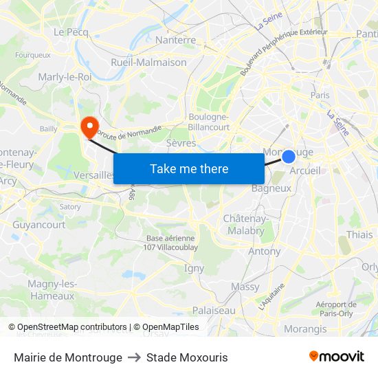 Mairie de Montrouge to Stade Moxouris map