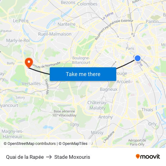 Quai de la Rapée to Stade Moxouris map