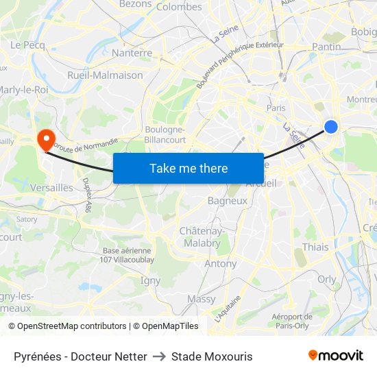 Pyrénées - Docteur Netter to Stade Moxouris map