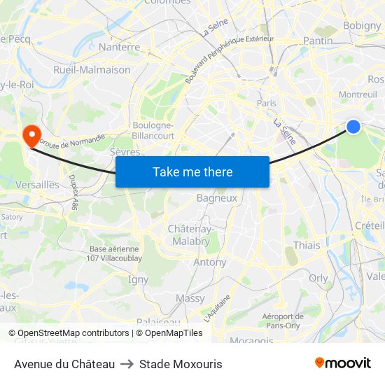 Avenue du Château to Stade Moxouris map