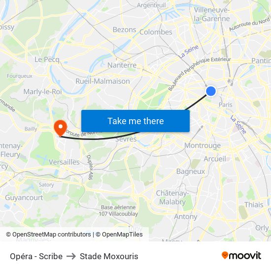 Opéra - Scribe to Stade Moxouris map