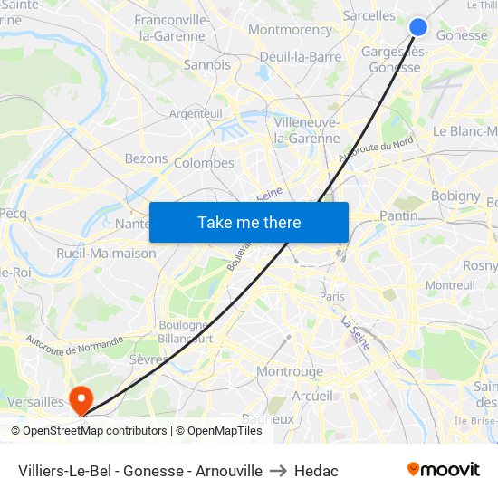 Villiers-Le-Bel - Gonesse - Arnouville to Hedac map