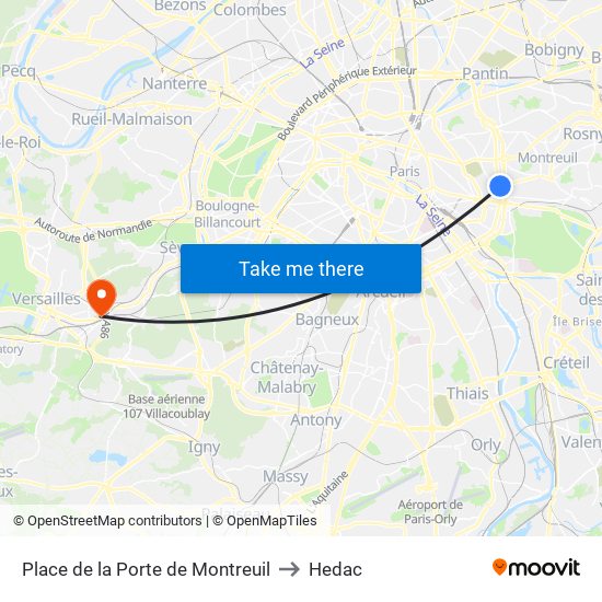 Place de la Porte de Montreuil to Hedac map
