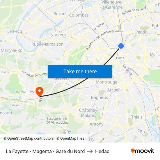La Fayette - Magenta - Gare du Nord to Hedac map