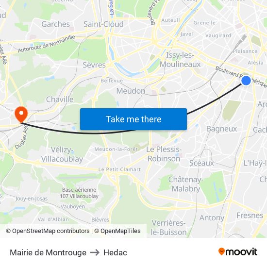 Mairie de Montrouge to Hedac map