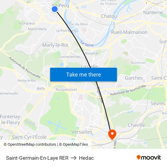 Saint-Germain-En-Laye RER to Hedac map