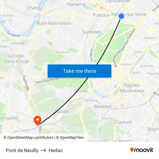 Pont de Neuilly to Hedac map