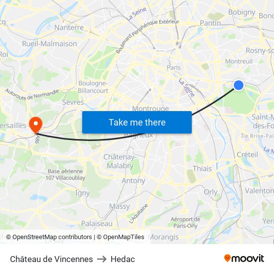 Château de Vincennes to Hedac map