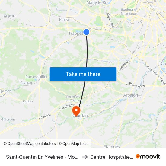 Saint-Quentin En Yvelines - Montigny-Le-Bretonneux to Centre Hospitalier de Dourdan map