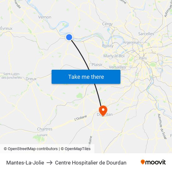 Mantes-La-Jolie to Centre Hospitalier de Dourdan map
