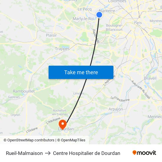 Rueil-Malmaison to Centre Hospitalier de Dourdan map