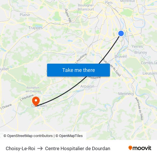 Choisy-Le-Roi to Centre Hospitalier de Dourdan map