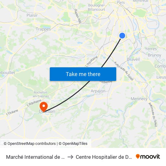 Marché International de Rungis to Centre Hospitalier de Dourdan map