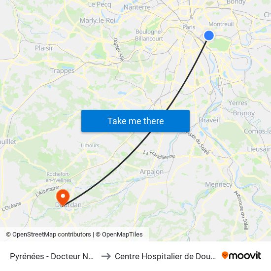 Pyrénées - Docteur Netter to Centre Hospitalier de Dourdan map