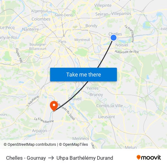 Chelles - Gournay to Uhpa Barthélémy Durand map