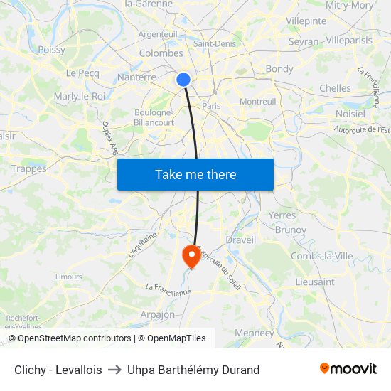 Clichy - Levallois to Uhpa Barthélémy Durand map
