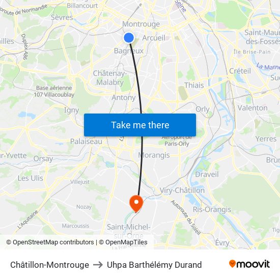 Châtillon-Montrouge to Uhpa Barthélémy Durand map