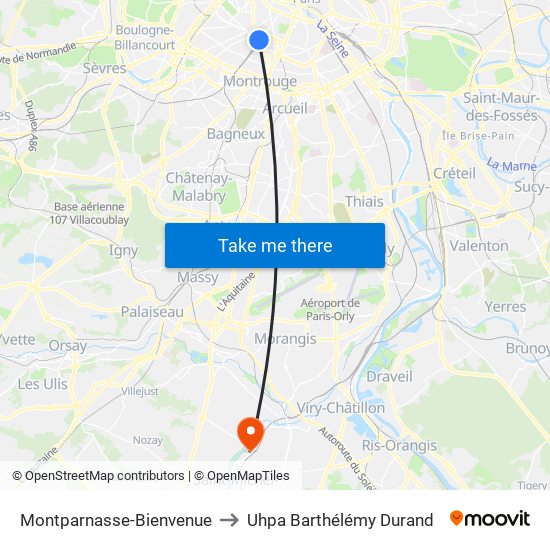 Montparnasse-Bienvenue to Uhpa Barthélémy Durand map