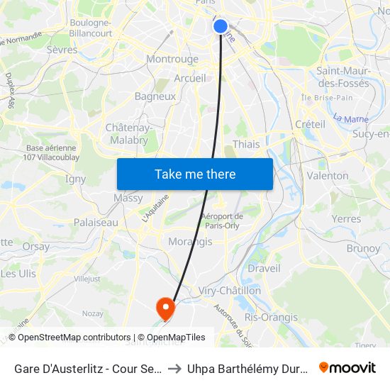 Gare D'Austerlitz - Cour Seine to Uhpa Barthélémy Durand map