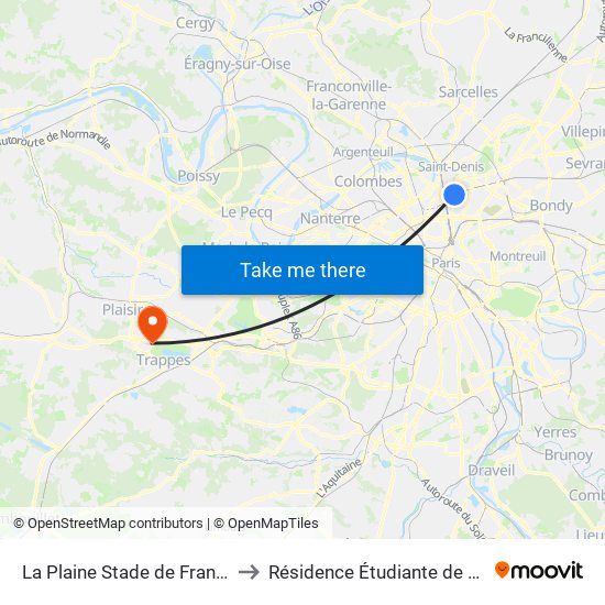 La Plaine Stade de France to Résidence Étudiante de 3is map