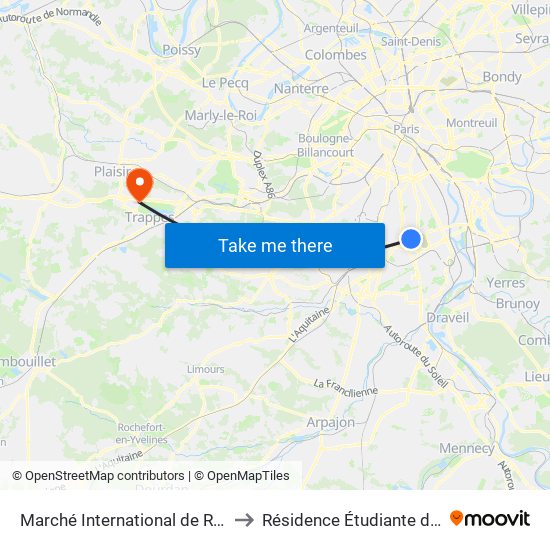 Marché International de Rungis to Résidence Étudiante de 3is map